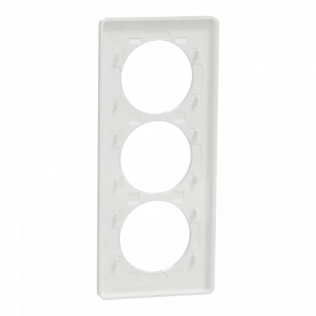 Odace Touch - plaque 3 postes verticaux 57mm bronze brossé avec liseré blanc
