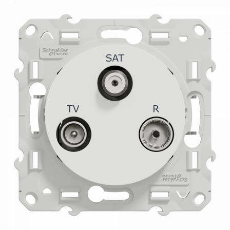 Odace - prise TV/FM/SAT - blanc - 1 entrée - griffes montées