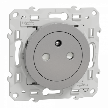 Odace - prise de courant 2P+T affleurante - aluminium - connexion rapide