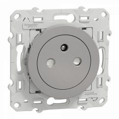 Odace - prise de courant 2P+T affleurante - aluminium - connexion rapide