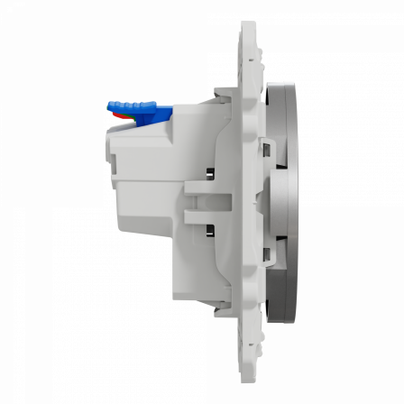 Odace - prise de courant 2P+T affleurante - aluminium - connexion rapide