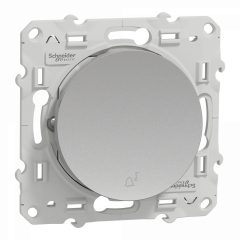 Odace - poussoir avec symbole carillon - alu - 10AX - NO - fixation par vis
