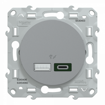 Odace - chargeur USB type A 7 -5W +C 45W - forte puissance type C - aluminium