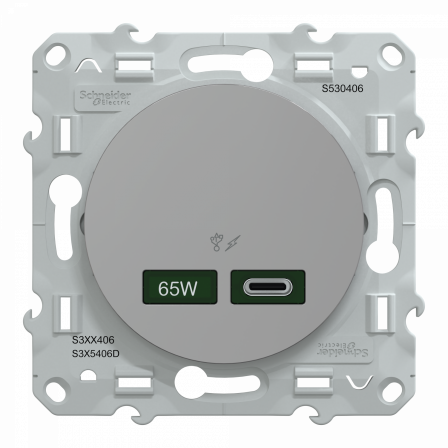 Odace - chargeur USB C 65W - forte puissance pour charge app. mobiles - alu