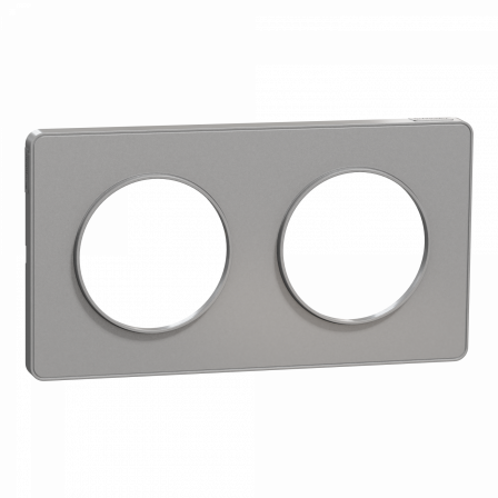 Odace Touch -  plaque 2 postes horizontaux ou verticaux 71mm aluminium