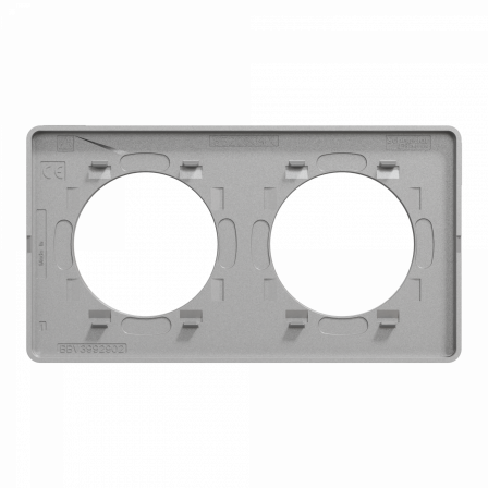 Odace Touch - plaque 2 postes horiz/vert 71mm aluminium brossé avec liseré alu