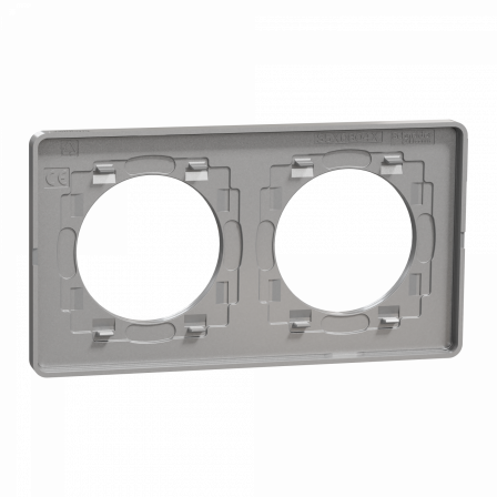 Odace Touch - plaque 2 postes horiz/ver 71mm ardoise avec liseré aluminium