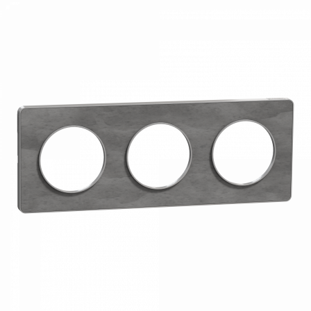Odace Touch - plaque 3 postes horiz/ver 71mm ardoise avec liseré aluminium