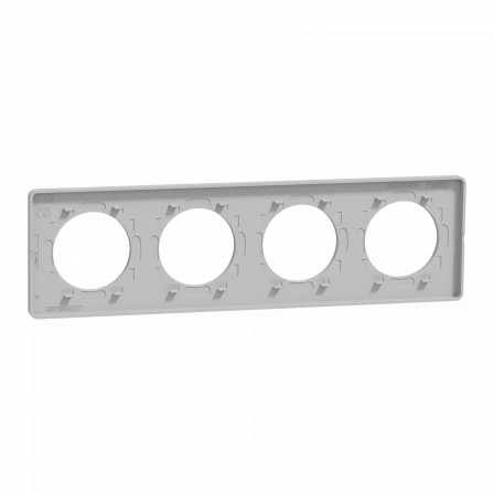 Odace Touch -  plaque 4 postes horizontaux ou verticaux entraxe 71mm aluminium
