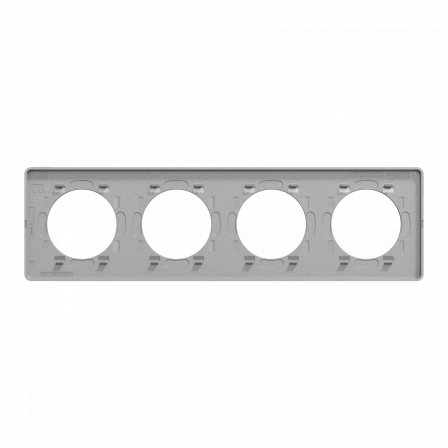 Odace Touch - plaque 4 postes horiz/vert 71mm aluminium brossé avec liseré alu