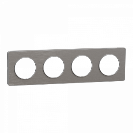 Odace Touch - plaque 4 postes horiz/vert 71mm aluminium brossé avec liseré alu
