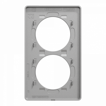 Odace Touch -  plaque 2 postes verticaux entraxe 57mm aluminium