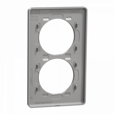 Odace Touch -  plaque 2 postes verticaux entraxe 57mm aluminium