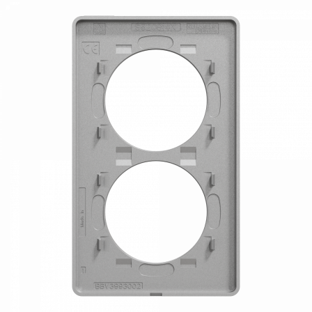 Odace Touch - plaque 2 postes verticaux 57mm ardoise avec liseré aluminium
