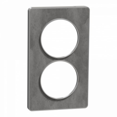 Odace Touch - plaque 2 postes verticaux 57mm ardoise avec liseré aluminium