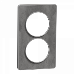 Odace Touch - plaque 2 postes verticaux 57mm ardoise avec liseré aluminium