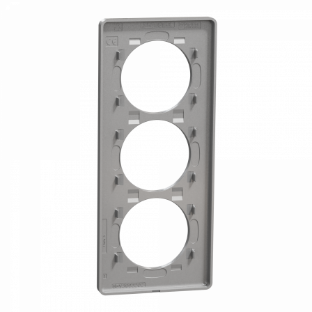 Odace Touch - plaque 3 postes verticaux 57mm ardoise avec liseré aluminium