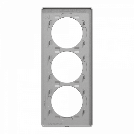 Odace Touch - plaque 3 postes verticaux 57mm ardoise avec liseré aluminium