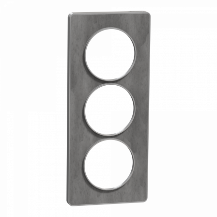 Odace Touch - plaque 3 postes verticaux 57mm ardoise avec liseré aluminium