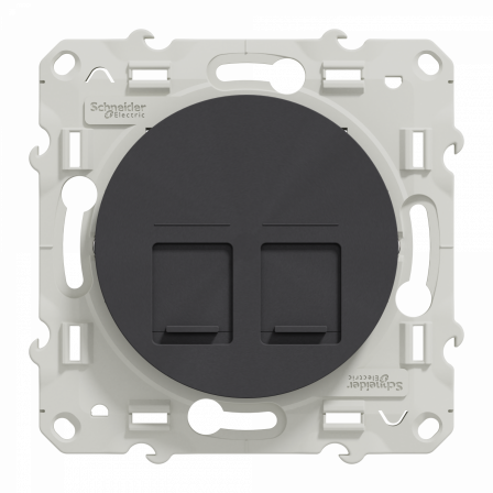 Odace - prise double RJ45 cat.6 STP - grade 2TV min à grade 3TV - anthracite