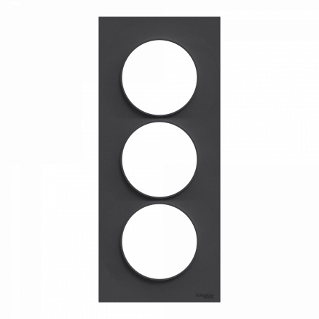 Odace Styl -  plaque 3 postes verticaux entraxe 57mm anthracite