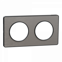 Odace Touch - plaque 2 postes horiz/vert 71mm aluminium brossé avec liseré anth