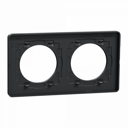 Odace Touch - plaque 2 postes horiz/ver 71mm ardoise avec liseré anthracite