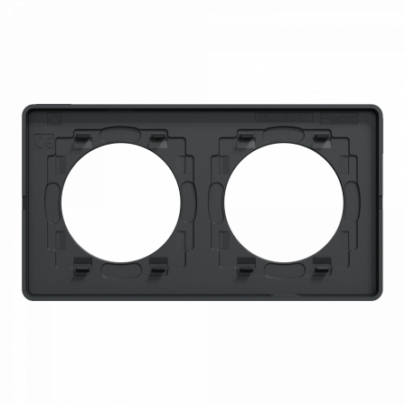 Odace Touch - plaque 2 postes horiz/ver 71mm bois zebrano avec liseré anthracite