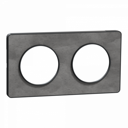 Odace Touch - plaque 2 postes horiz/ver 71mm ardoise avec liseré anthracite