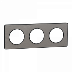 Odace Touch - plaque 3 postes horiz/vert 71mm aluminium brossé avec liseré anth