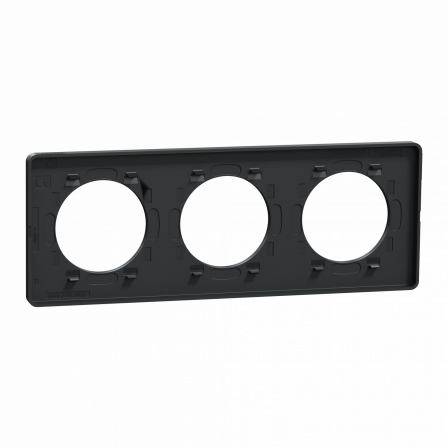 Odace Touch - plaque 3 postes horiz/vert 71mm aluminium brossé avec liseré anth