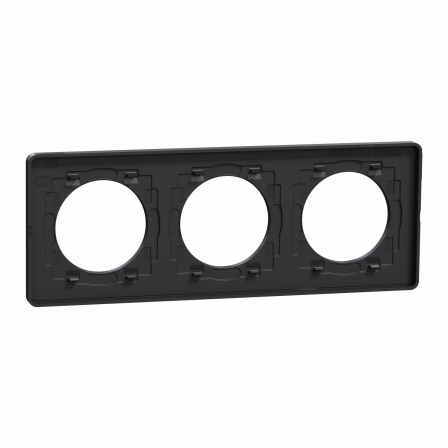 Odace Touch - plaque 3 postes horiz/ver 71mm ardoise avec liseré anthracite