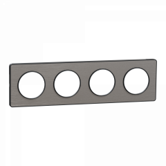 Odace Touch - plaque 4 postes horiz/vert 71mm aluminium brossé avec liseré anth
