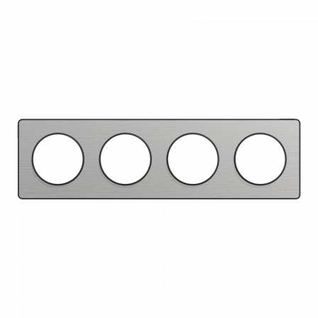 Odace Touch - plaque 4 postes horiz/vert 71mm aluminium brossé avec liseré anth