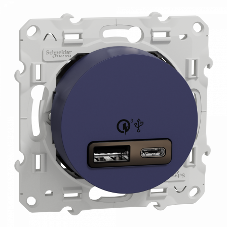 Odace - prise USB double - charge rapide - type A+C - cobalt - 18W - 3,4A