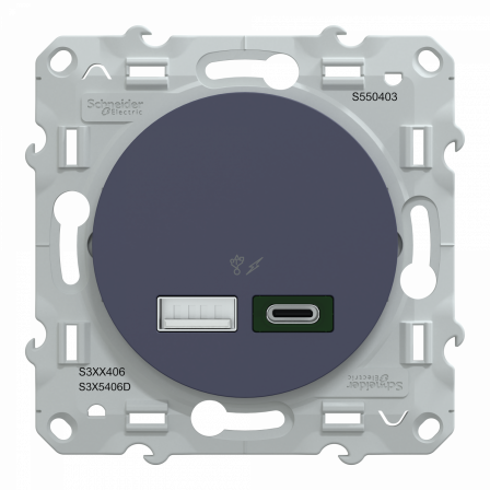Odace - chargeur USB type A 7 -5W +C 45W - forte puissance type C - cobalt