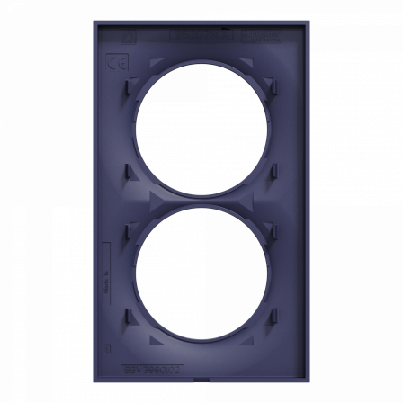Odace Styl -  plaque 2 postes verticaux entraxe 57mm bleu cobalt