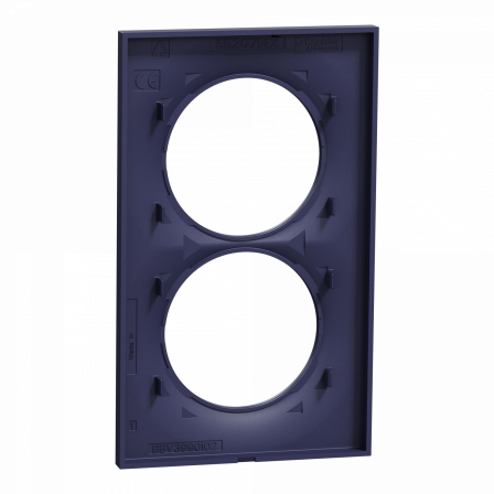 Odace Styl -  plaque 2 postes verticaux entraxe 57mm bleu cobalt