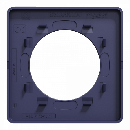 Odace Touch  - plaque 1 poste Kvadrat roi avec liseré bleu cobalt