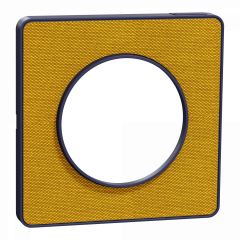 Odace Touch  - plaque 1 poste Kvadrat ocre avec liseré bleu cobalt