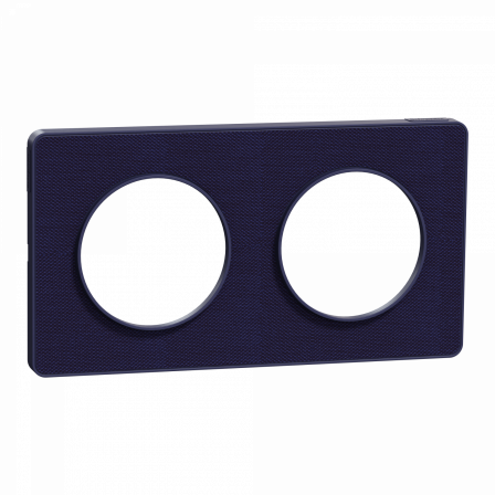 Odace Touch - plaque 2 postes horiz/ver 71mm Kvadrat roi avec liseré bleu cobalt