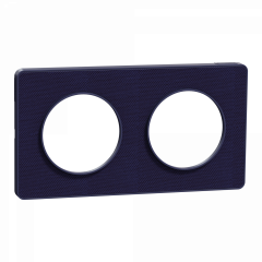Odace Touch - plaque 2 postes horiz/ver 71mm Kvadrat roi avec liseré bleu cobalt