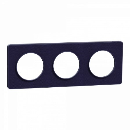 Odace Touch - plaque 3 postes horiz/ver 71mm Kvadrat roi avec liseré bleu cobalt