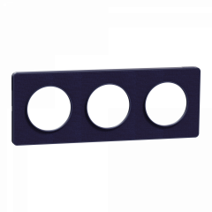 Odace Touch - plaque 3 postes horiz/ver 71mm Kvadrat roi avec liseré bleu cobalt
