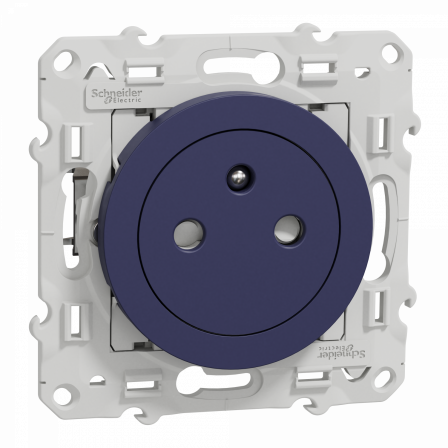 Odace - prise de courant 2P+T affleurante - cobalt - griffes montées