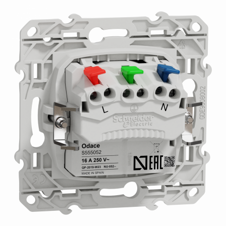 Odace - prise de courant 2P+T affleurante - cobalt - griffes montées