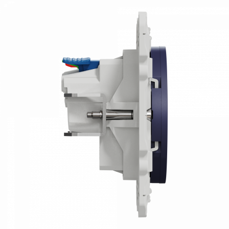 Odace - prise de courant 2P+T affleurante - cobalt - griffes montées