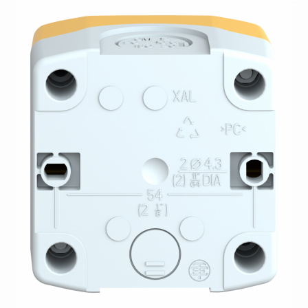 Harmony XAL - boite 1 trou Ø22 - couvercle jaune - fond gris clair