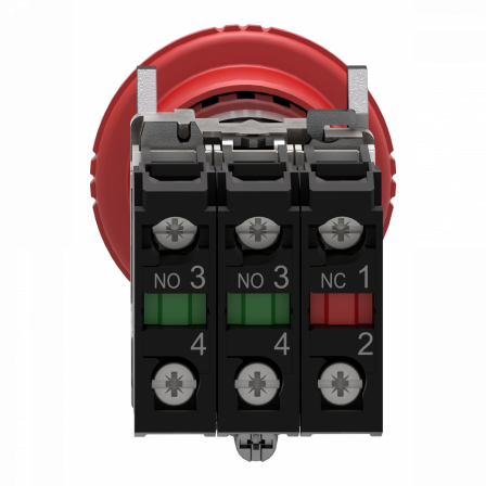 Harmony XB4 - bouton arrêt urgence - Ø40 - pousser tourn - rouge - 2O+1F - vis