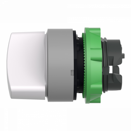 Harmony XB5 - tête de bouton tournant - Ø22 - col grise - 2 pos à rap. - blanc